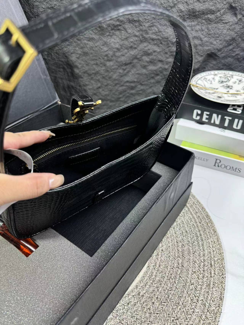 Bolsa YSL Luxo Edição Especial – Textura Croco + Perfume + Espelho (Kit Presenteável)